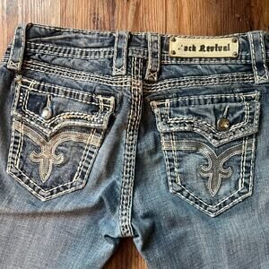 Mid Rise Rock Revival Jeans Kai Boot Cut Size 28 Style E8322825R Sequin Studded